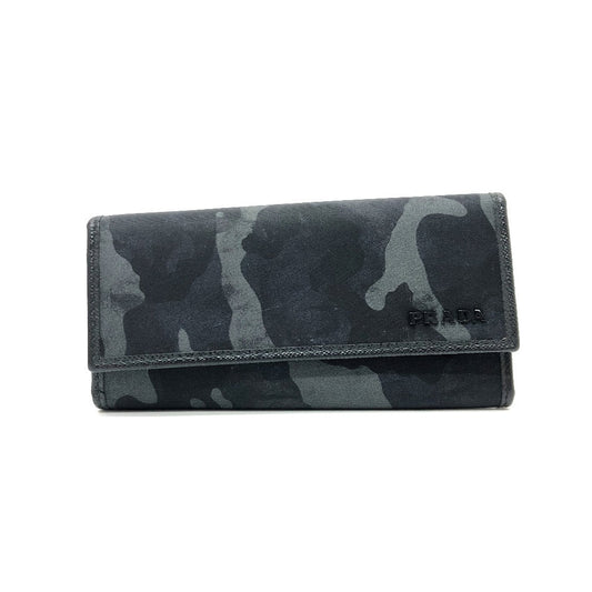 PRADA Key case Key holder Nylon black Camouflage camouflage Women