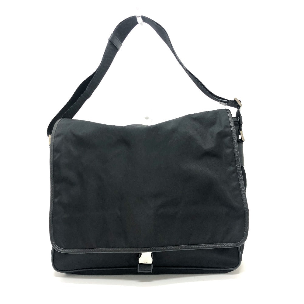 PRADA Shoulder Bag â € šu166 Nylon / leather black mens