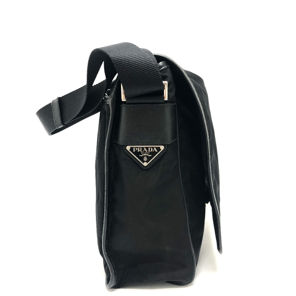 PRADA Shoulder Bag â € šu166 Nylon / leather black mens