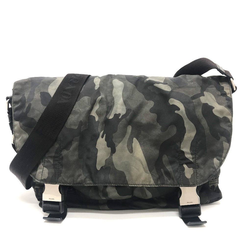 PRADA Shoulder Bag Nylon green Camouflage camouflage