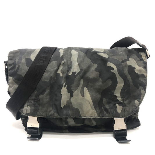 PRADA Shoulder Bag Nylon green Camouflage camouflage