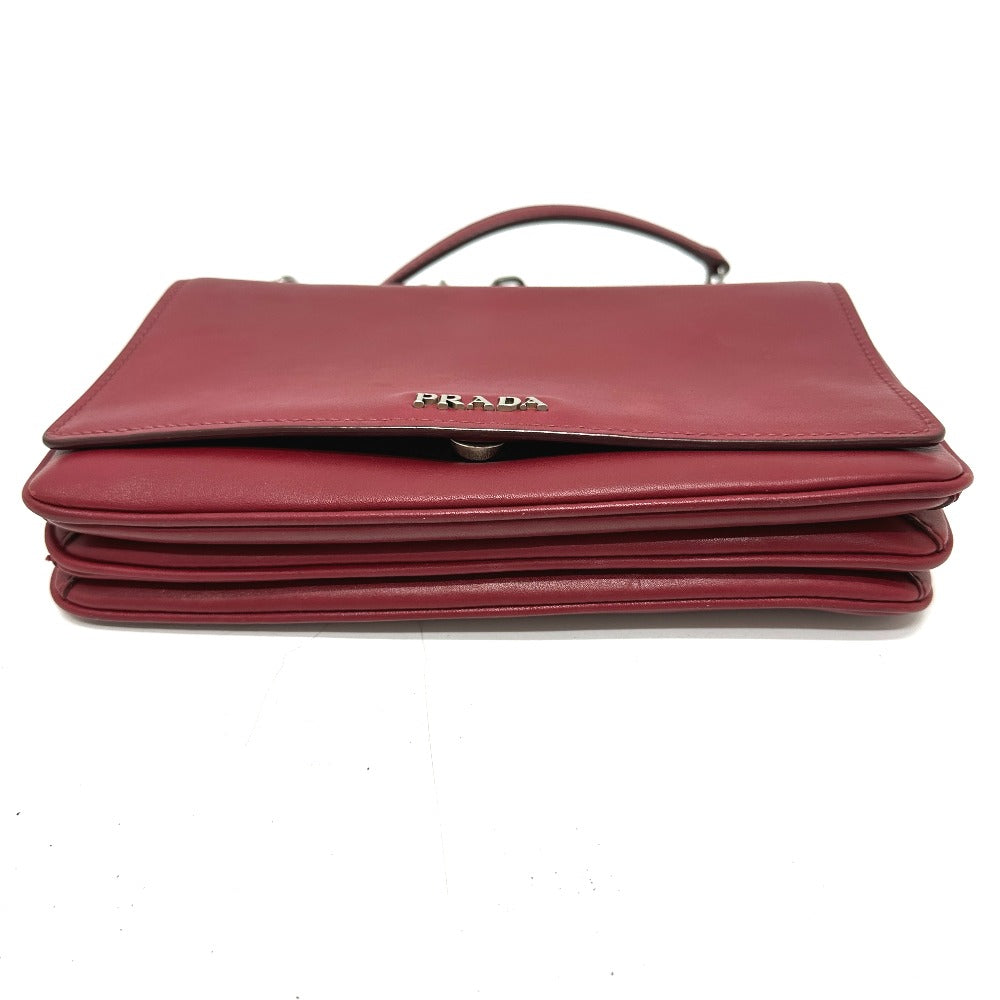 PRADA Shoulder Bag leather Red logo Women