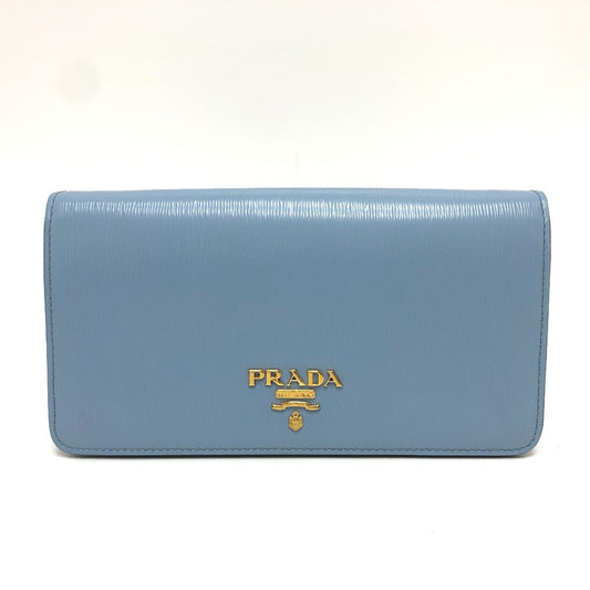PRADA Wallet Chain leather blue ChainShoulder Bag Saffiano logo Women