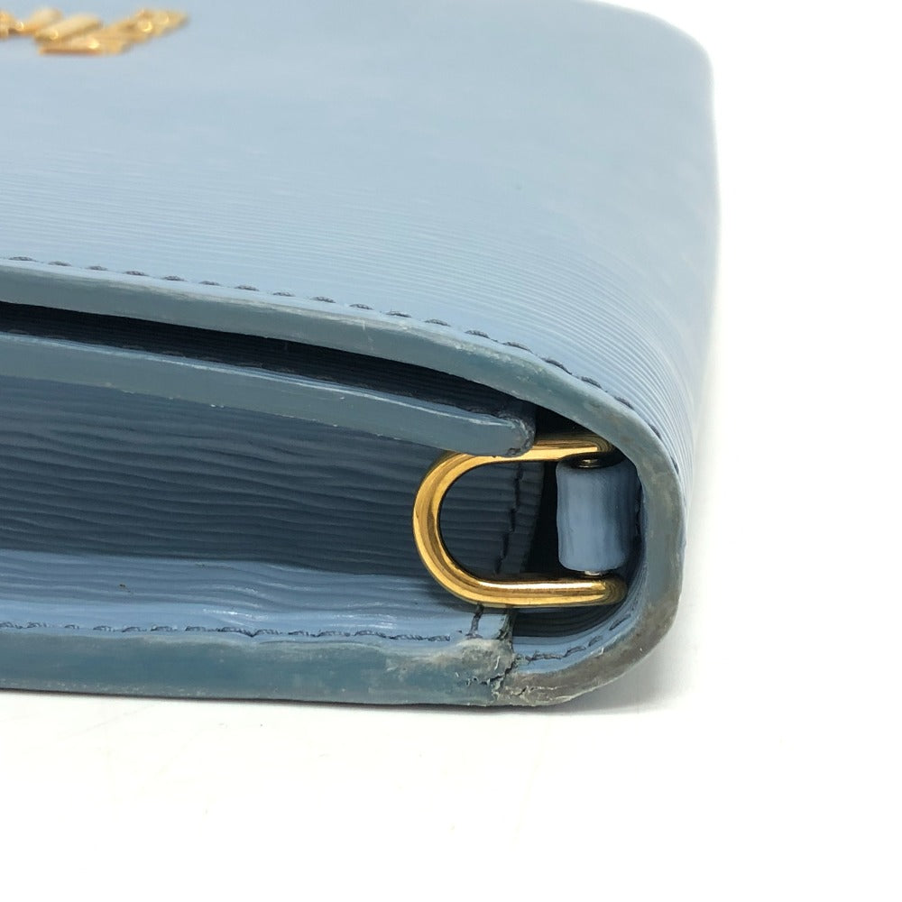 PRADA Wallet Chain leather blue ChainShoulder Bag Saffiano logo Women