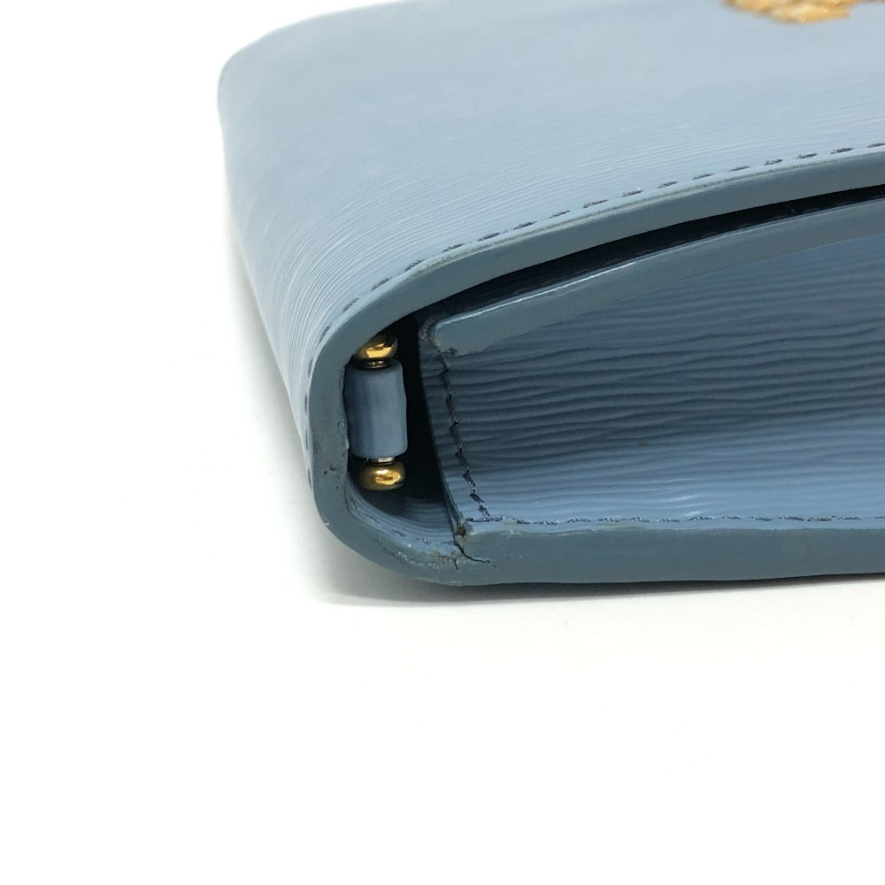 PRADA Wallet Chain leather blue ChainShoulder Bag Saffiano logo Women