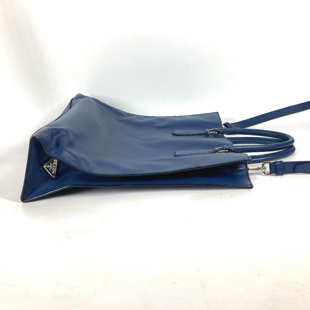 PRADA Tote Bag Safiano leather blue Bag Crossbody Shoulder Bag Triangle logo plate mens