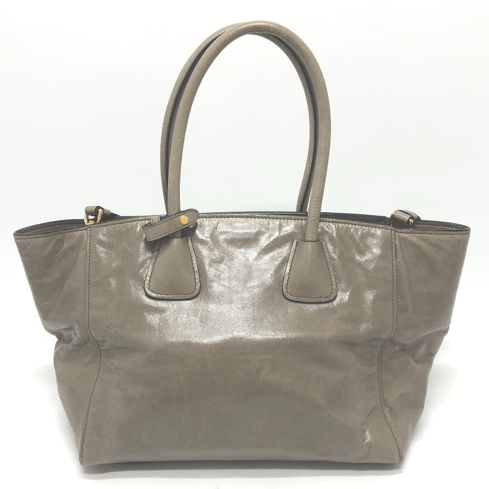 PRADA Tote Bag leather Brown logo