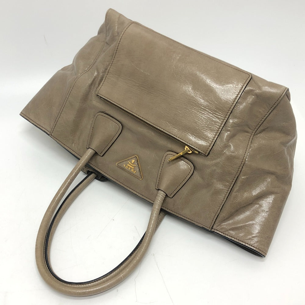PRADA Tote Bag leather Brown logo