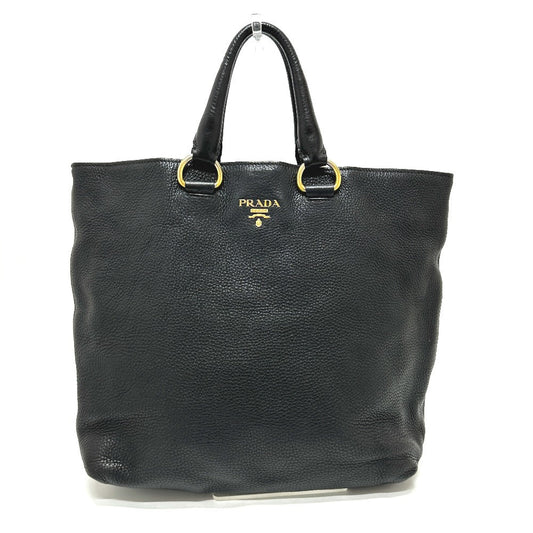 PRADA Tote Bag leather black logo