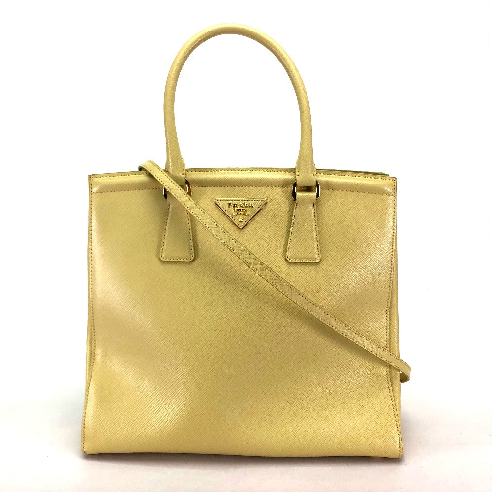 PRADA Handbag Safiano leather yellow Shoulder Bag Women