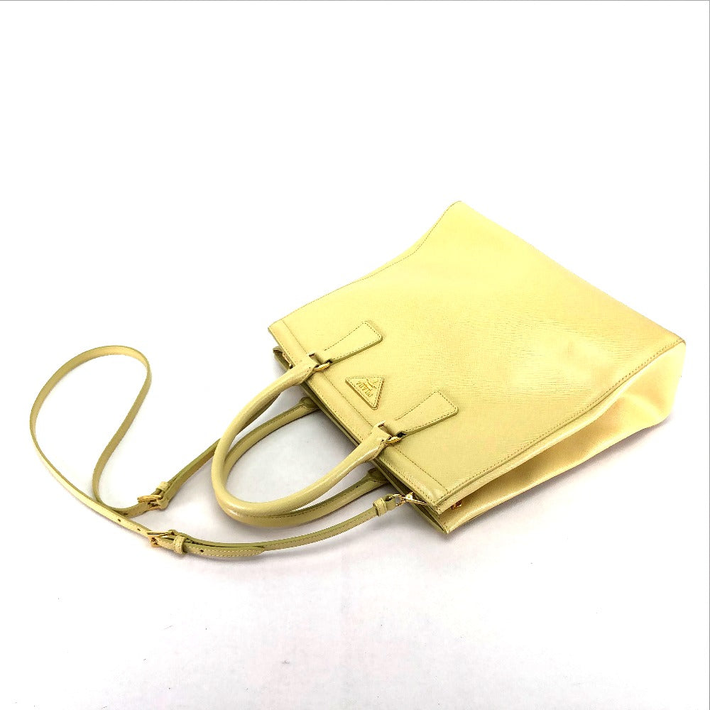 PRADA Handbag Safiano leather yellow Shoulder Bag Women