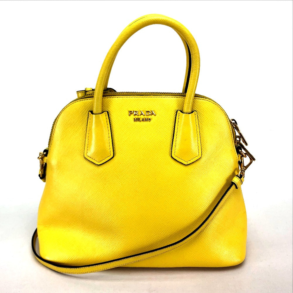 PRADA Handbag leather yellow Women