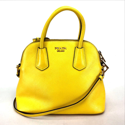 PRADA Handbag leather yellow Women
