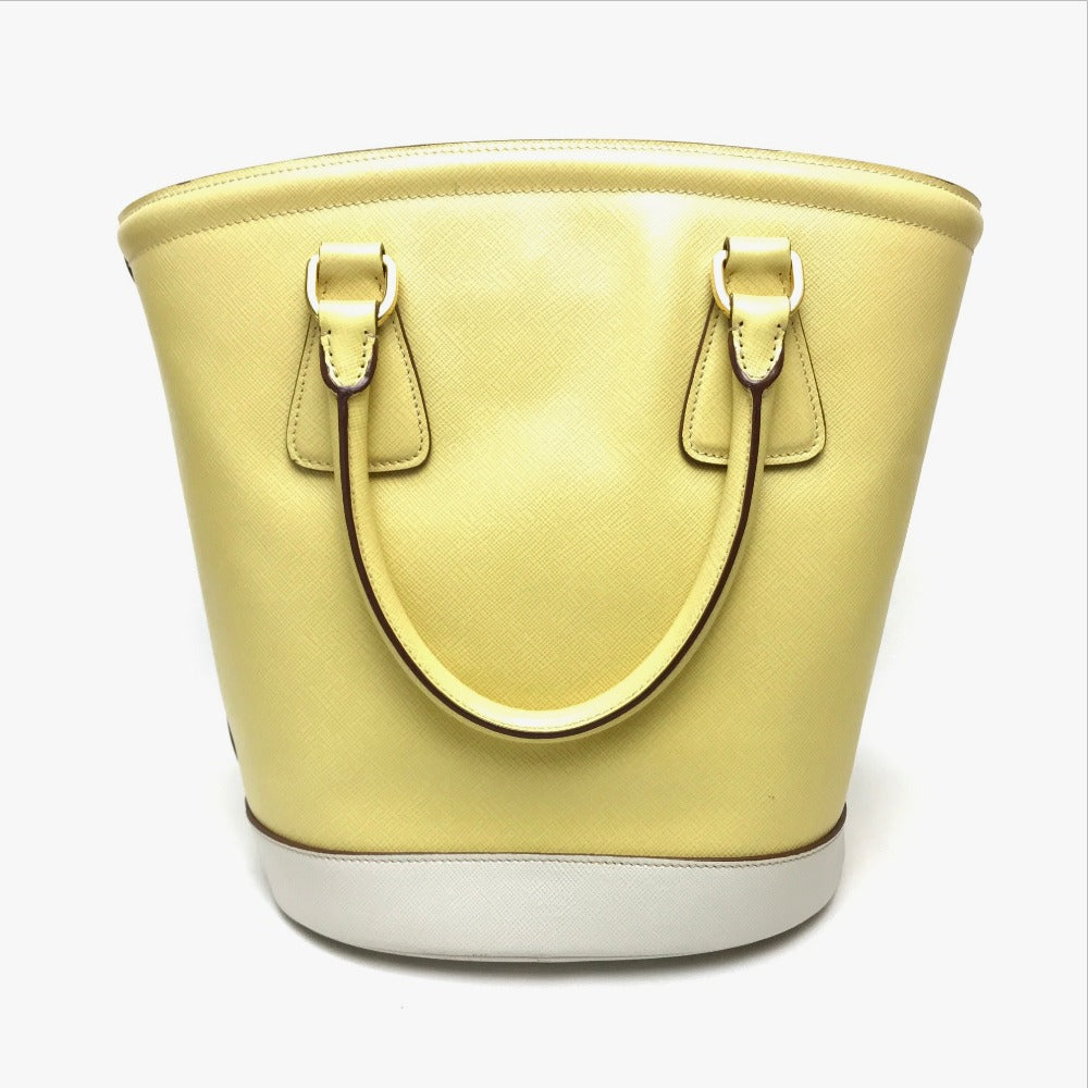 PRADA Shoulder Bag leather yellow Saffiano Lux Women