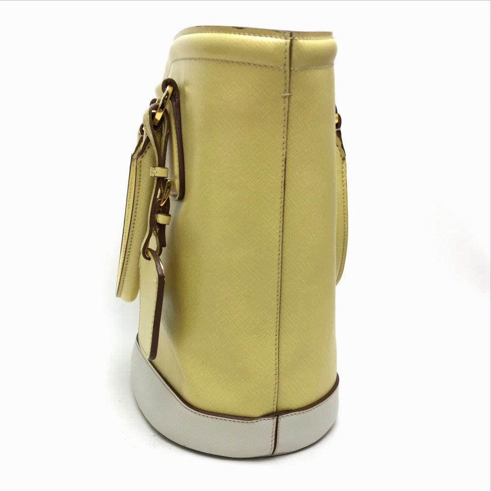 PRADA Shoulder Bag leather yellow Saffiano Lux Women