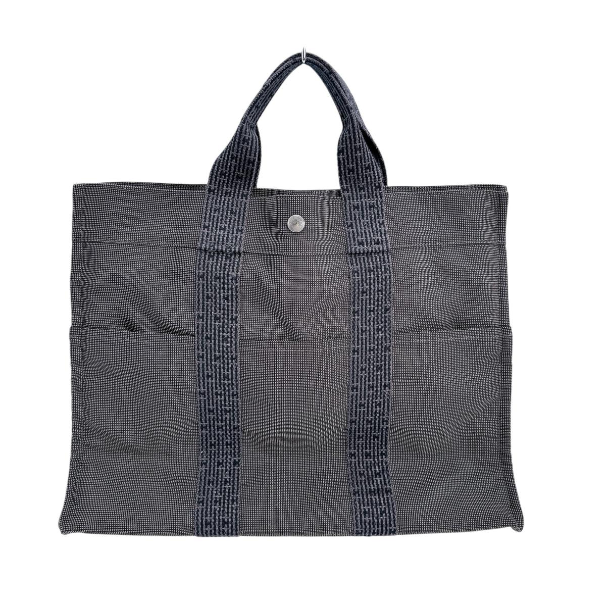 HERMES Tote Bag canvas gray Handbag Business bag Her LineMM unisex(Unisex)