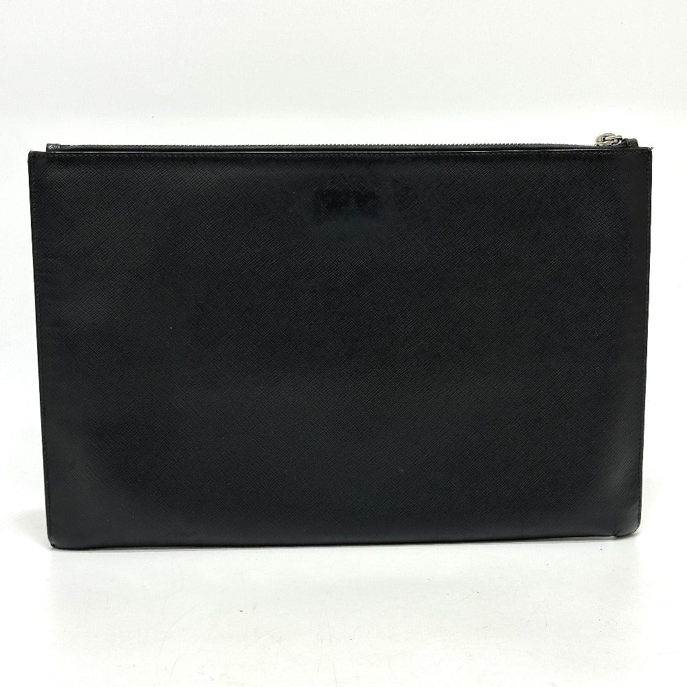 PRADA Clutch bag Safiano leather black logo rabbit mens