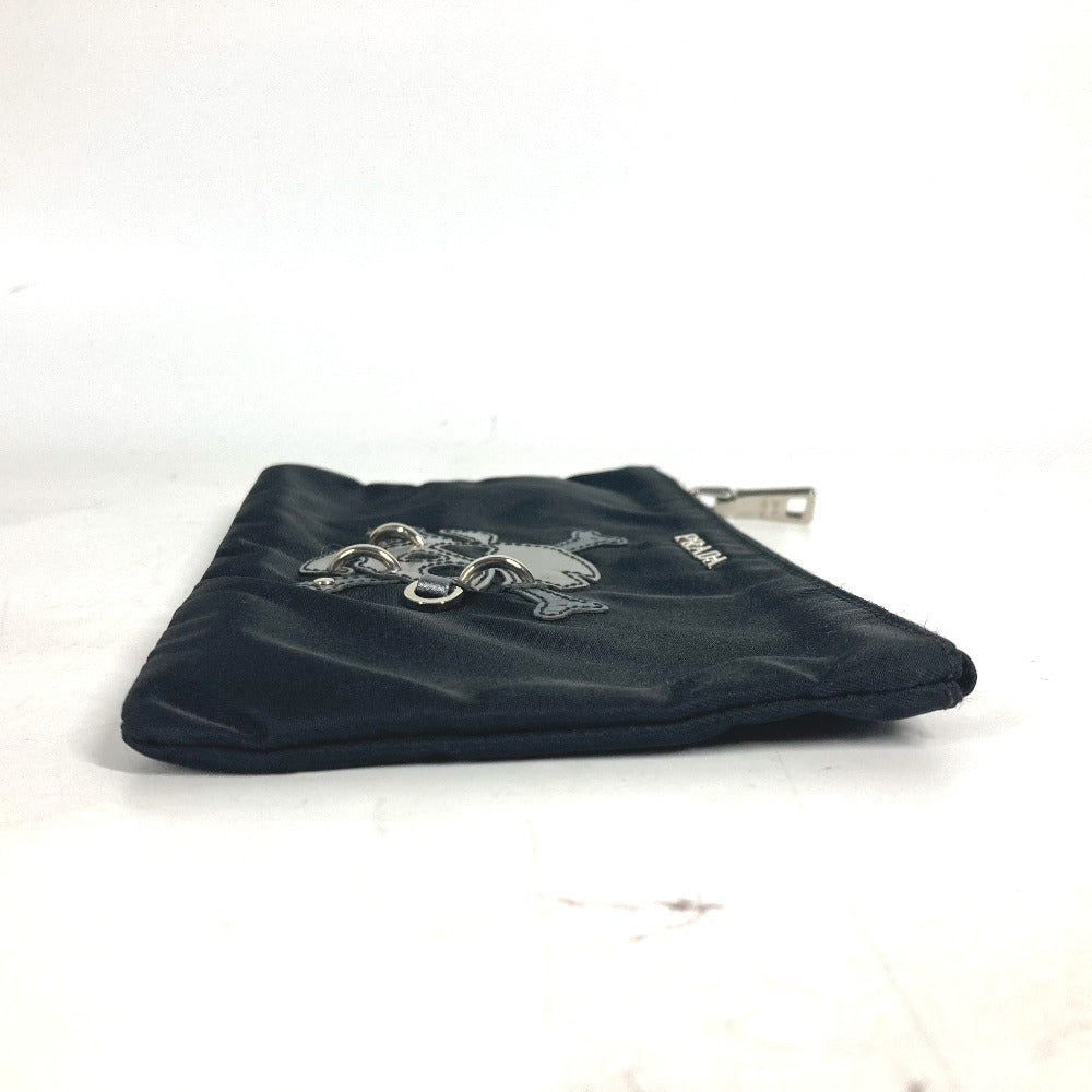 PRADA Pouch Nylon black Makeup pouch Cosmetics Pouch Skull skull unisex(Unisex)