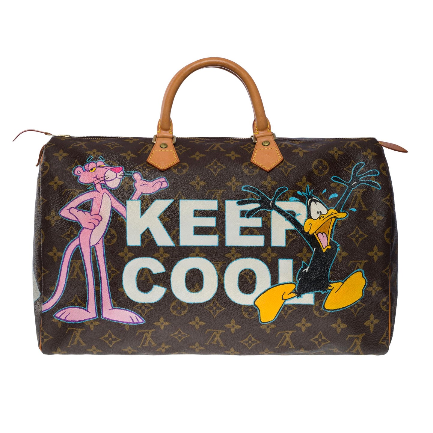 LOUIS VUITTON "Keep Cool" Customized handbag in brown Monogram canvas