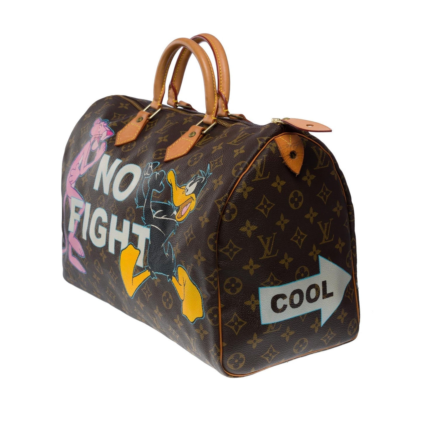 LOUIS VUITTON "Keep Cool" Customized handbag in brown Monogram canvas