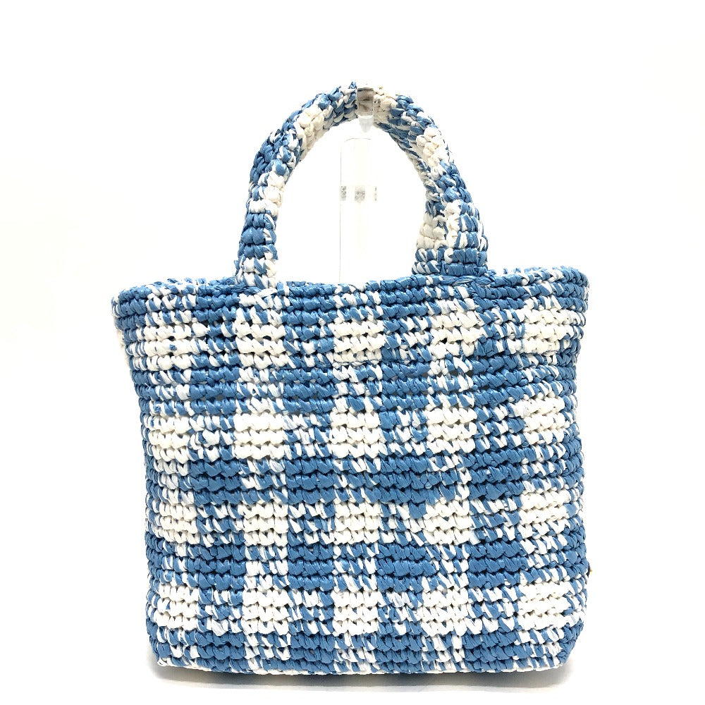 PRADA Tote Bag Raffia blue Small Crochet Women