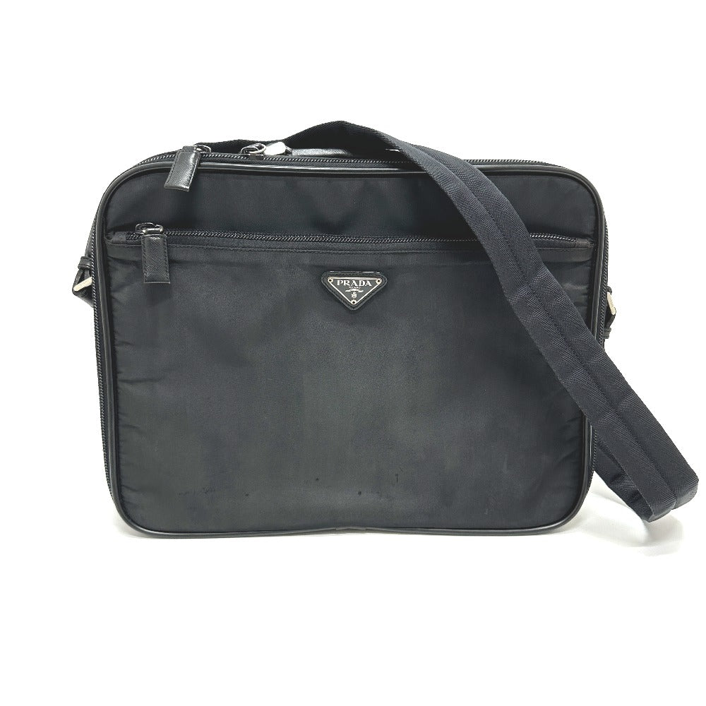 PRADA Business bag Nylon black triangle plate unisex(Unisex)
