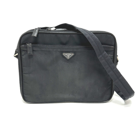 PRADA Business bag Nylon black triangle plate unisex(Unisex)