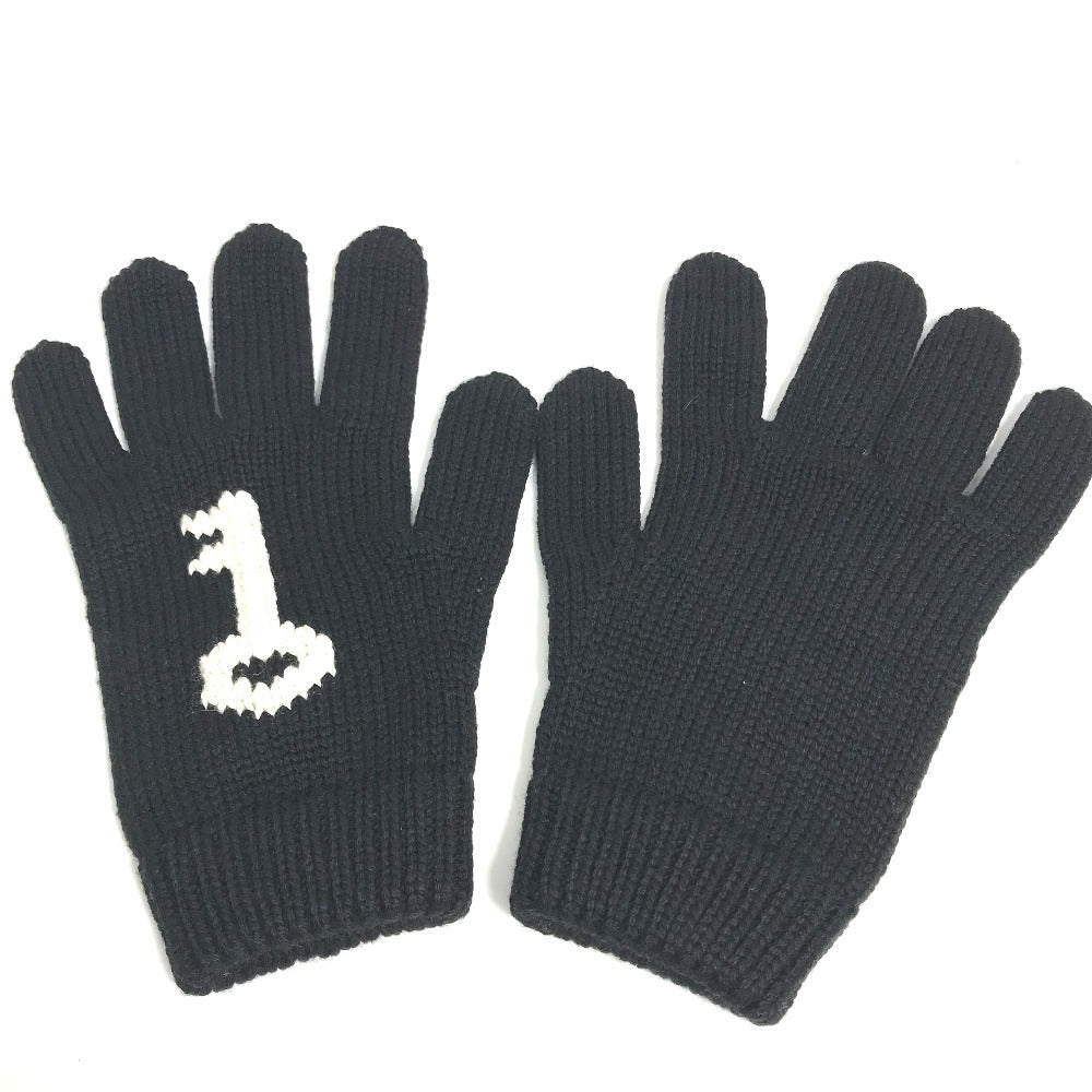 PRADA gloves wool black Glove key key design Women L