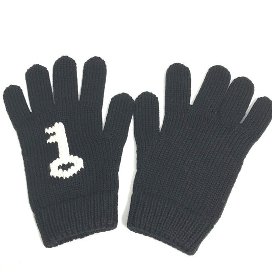 PRADA gloves wool black Glove key key design Women L