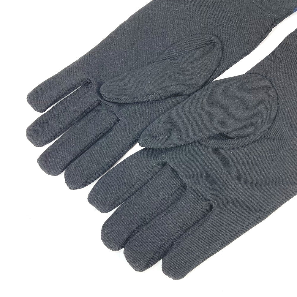 PRADA Glove Nylon, Rayon black logo long Women 7.5