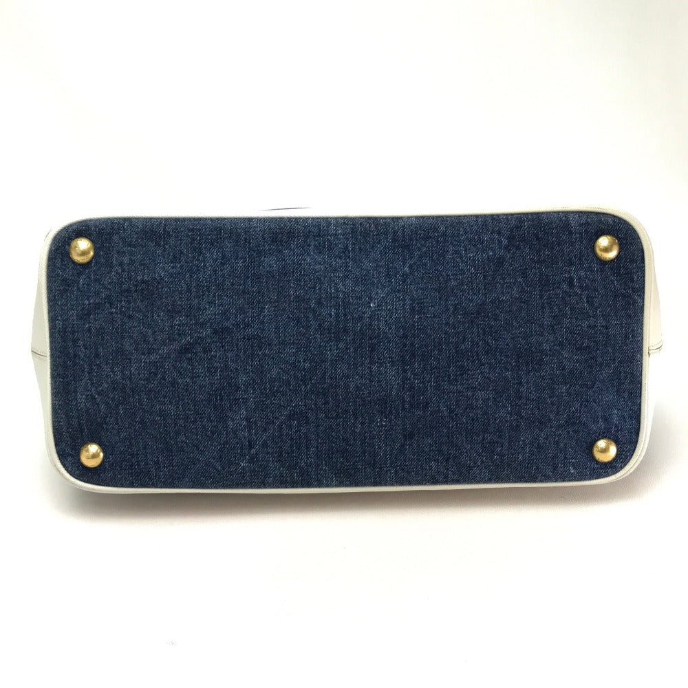 PRADA Handbag Cotton denim / leather blue logo Women