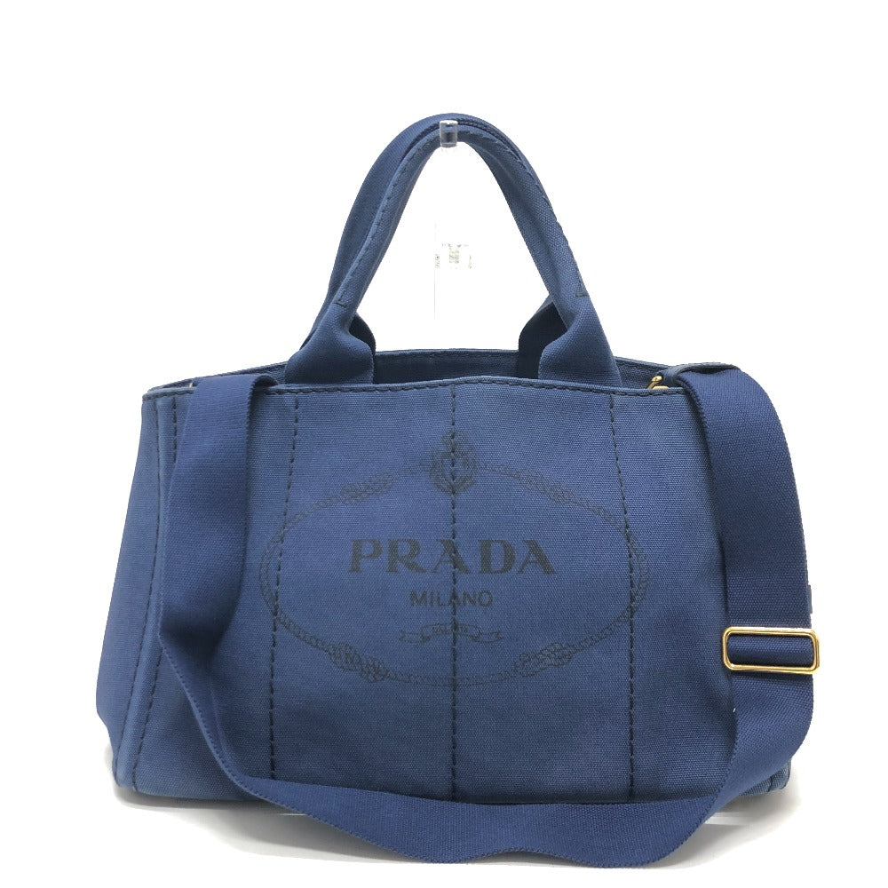 PRADA Handbag canvas blue Canapa