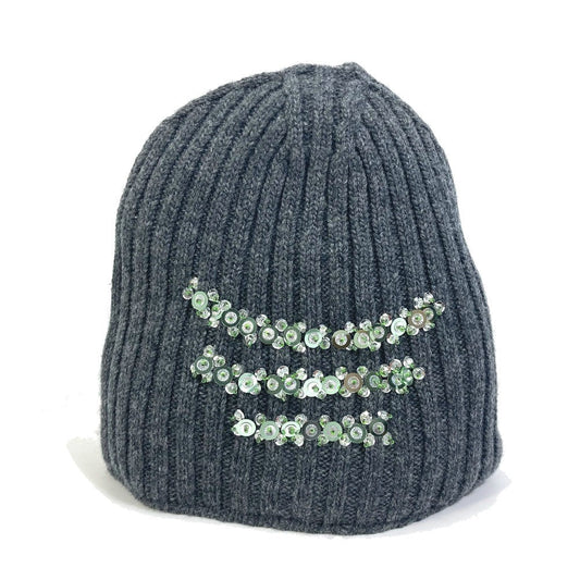 PRADA Knit hat wool gray apparel Sequin Women XS