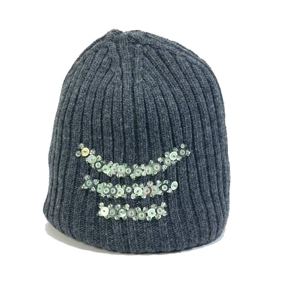 PRADA Knit hat wool gray apparel Sequin Women XS
