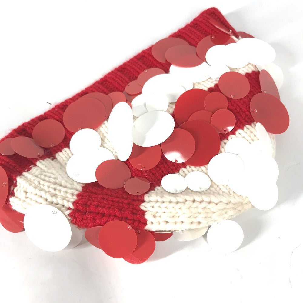 PRADA Knit hat cashmere Red Sequin Women M