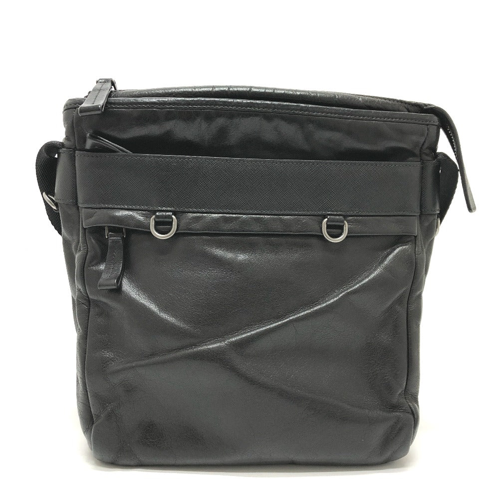 PRADA Shoulder Bag leather black Messenger mens