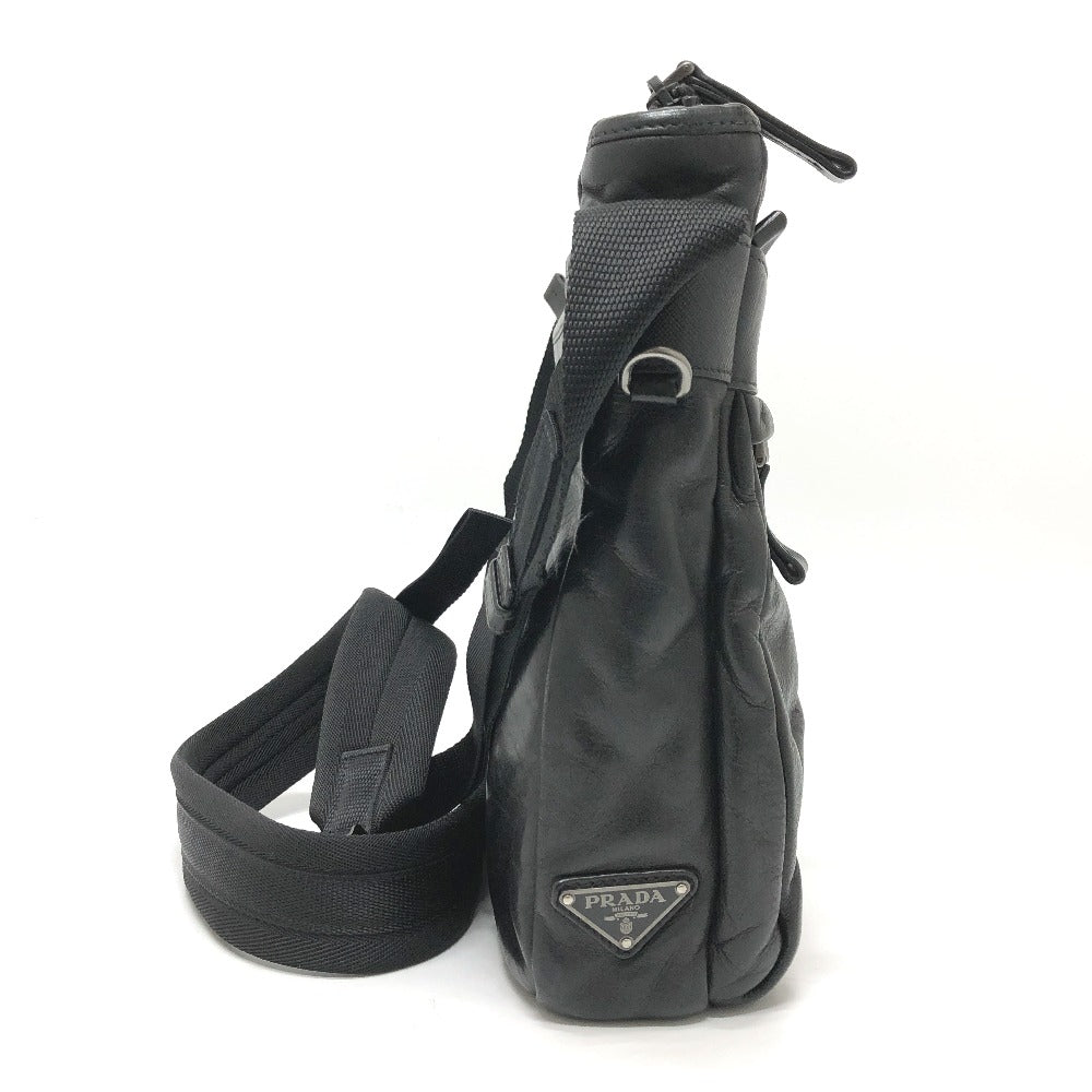 PRADA Shoulder Bag leather black Messenger mens