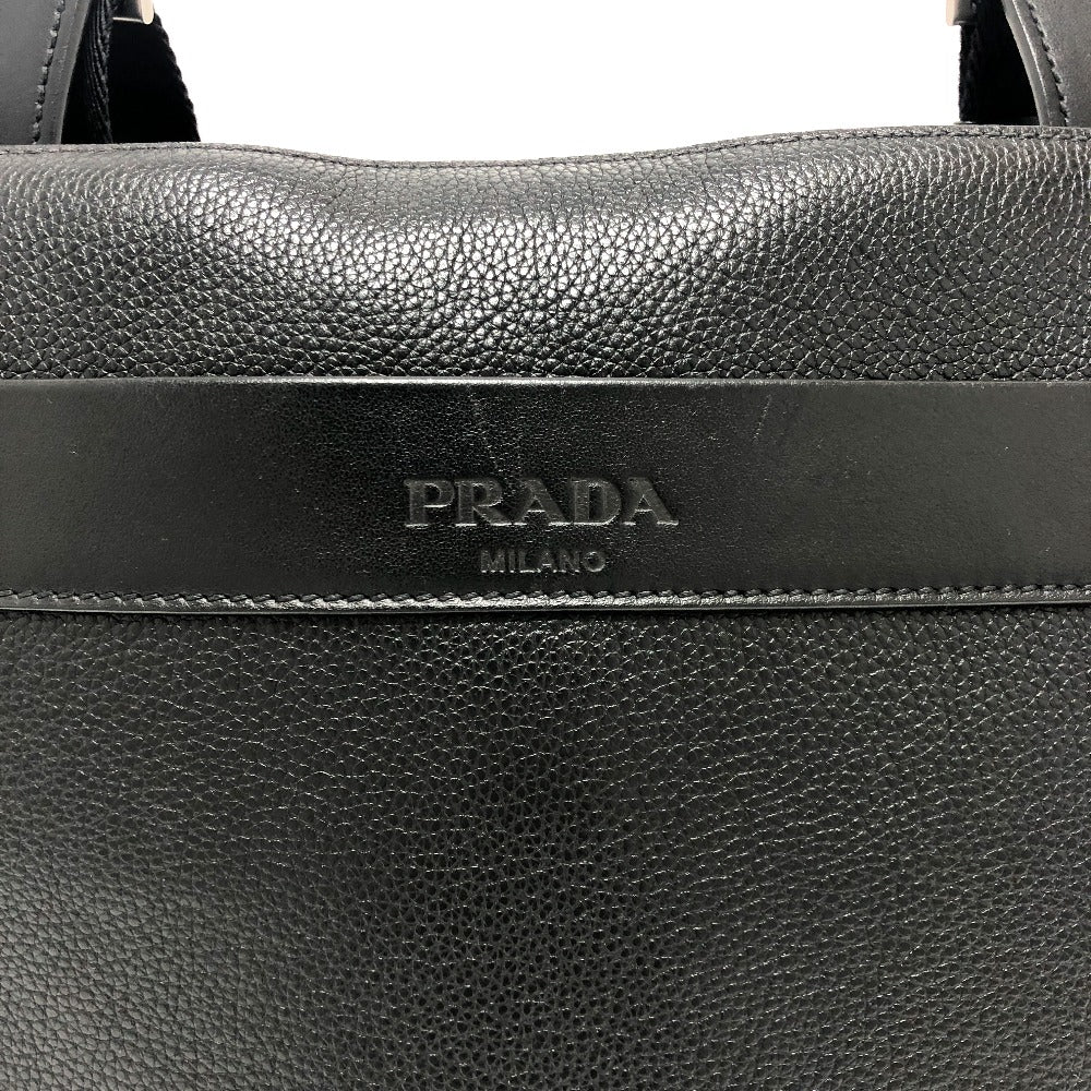 PRADA Shoulder Bag leather black Triangular plate mens