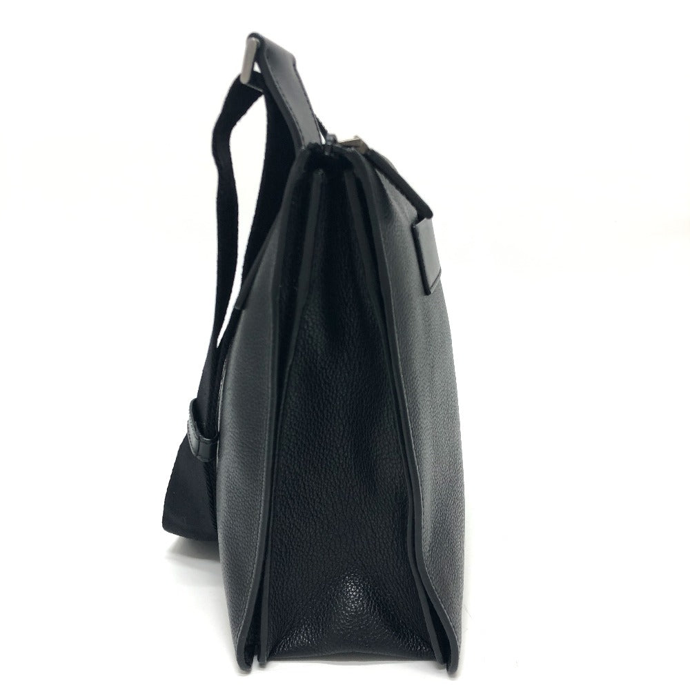PRADA Shoulder Bag leather black Triangular plate mens
