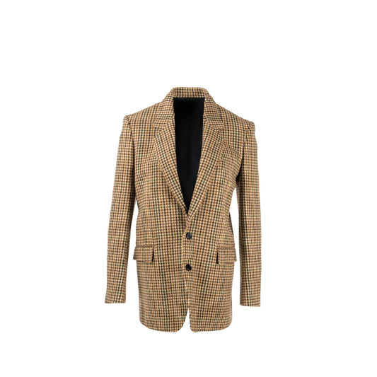 Celine Size Houndstooth Blazer Wool Brown/Green