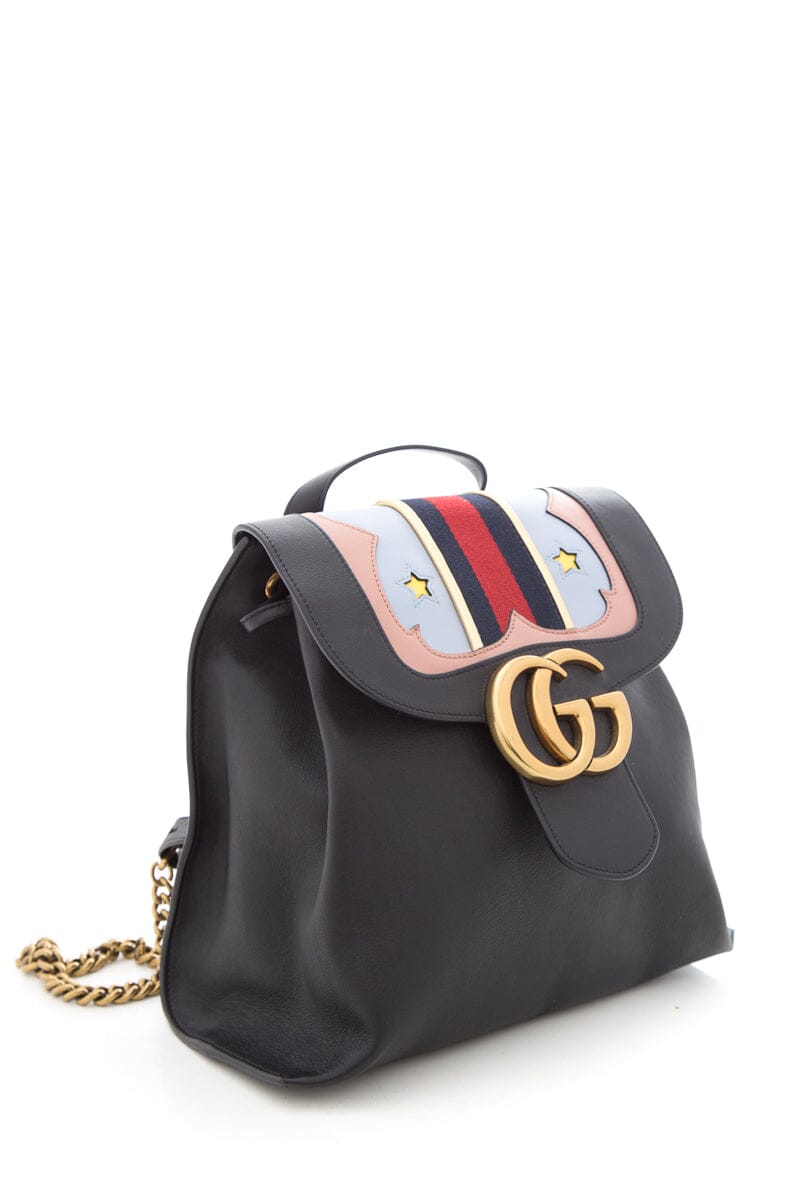 Gucci GG Marmont Black Leather Backpack