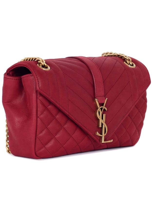 Luxury Saint Laurent Trending 2025 Gold Monogram Satchel Cross Bag Red