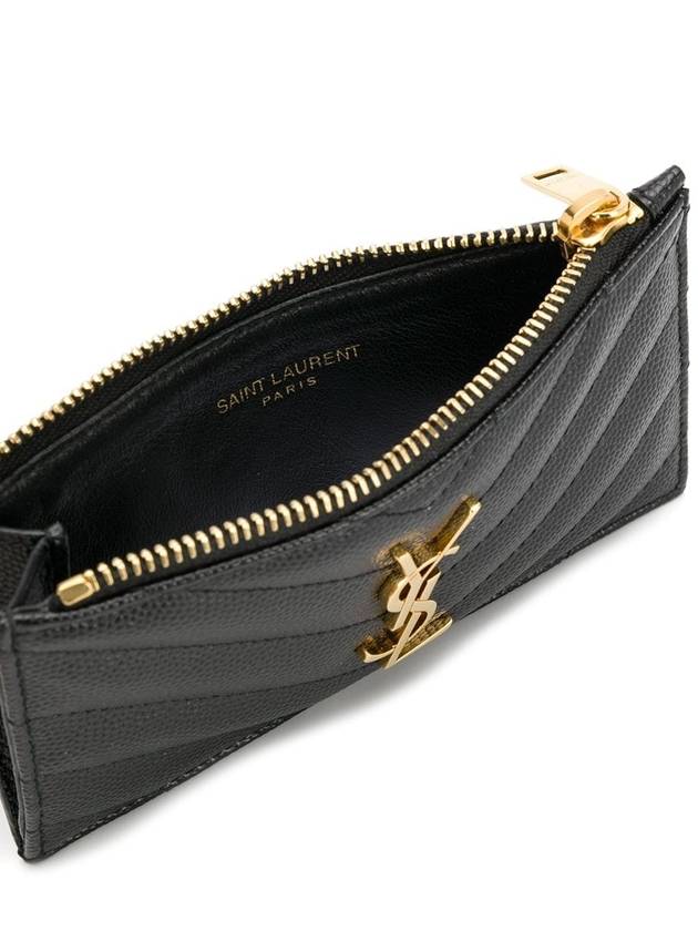 Luxury Saint Laurent Trending 2026 Monogram Fragment Zipper Card Wallet Black