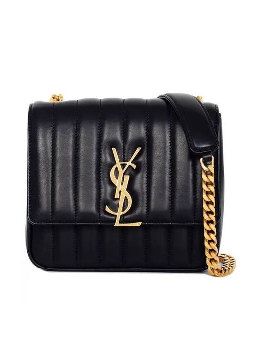 Luxury Saint Laurent Trending 2025 Women's Gold Monogram Big Key Chain Leather Medium Shoulder Bag Black