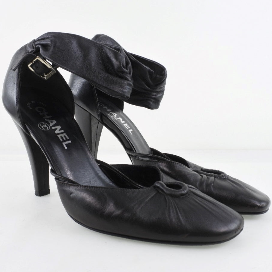 Chanel Black Calf Pumps Women Classic Flap Tote