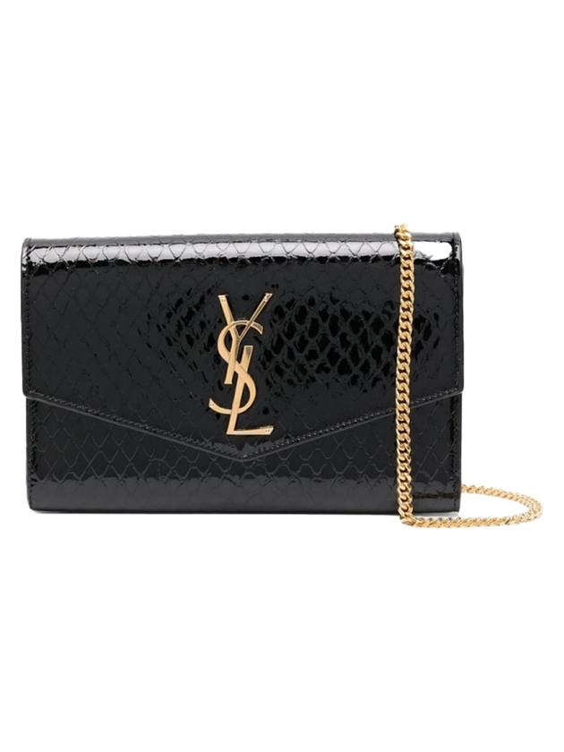 Luxury Saint Laurent Trending 2026 Envelope Mini Chain Wallet Black