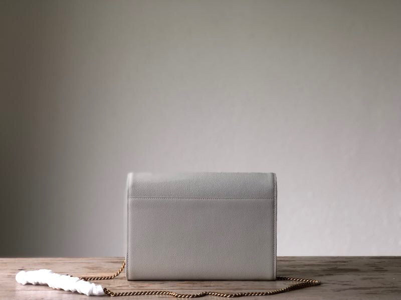 Yves Saint Laurent Cassandra Flap-Front Crossbody Bag White.7in/