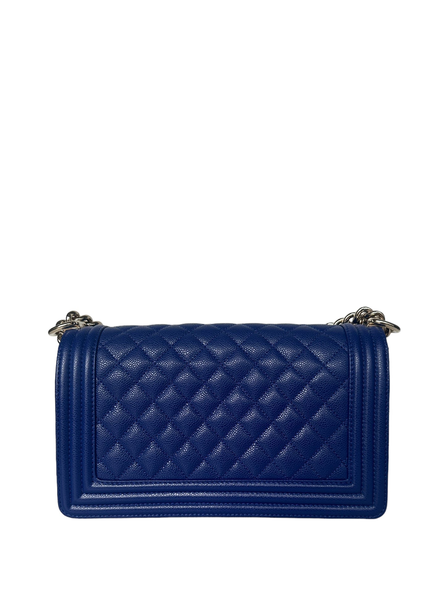 Chanel NEW Cobalt Blue Caviar Leather Quilted Medium Boy Bag