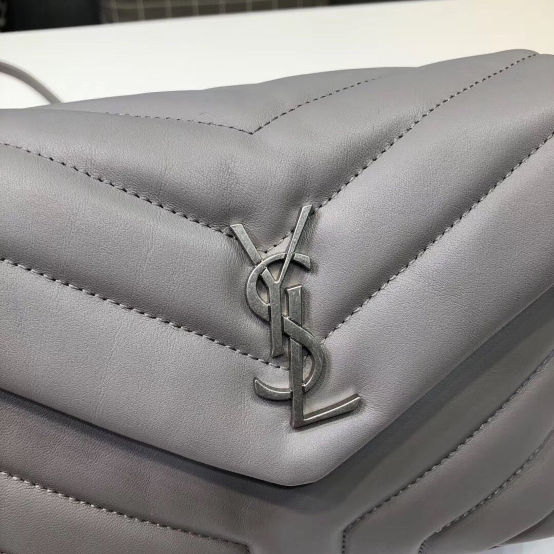 Yves Saint Laurent Loulou Mini Shoulder Bag Grey 7in/