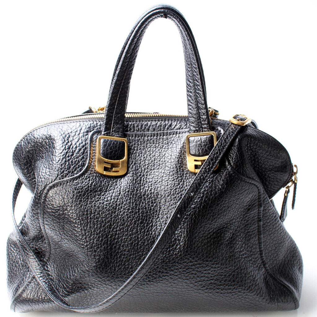 Fendi Black Leather Two Way Bag